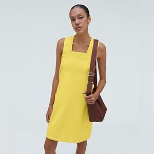 EVERLANE The Cross-Back Apron Mini Dress Organic Cotton in Lemon - L